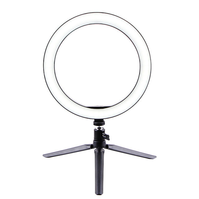 LED ring light with adjustable tripod stand for photography and video lighting