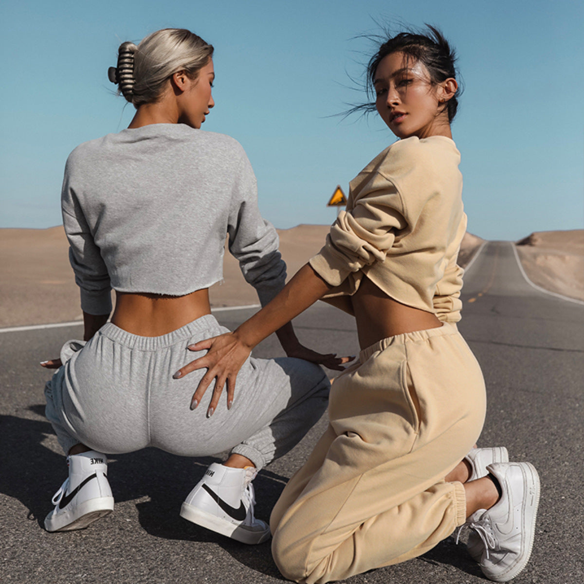 Women's Sports Sweater Set – Casual 2-Piece Loose Fit Tracksuit With Long Sleeve Top & Pants