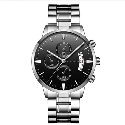 Men Stainless Steel Watch | Business Quartz Timepiece | Waterproof Calendar Display
