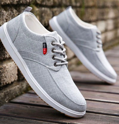 Men's Canvas Shoes | Breathable Lace-Up Flat Walking Sneakers