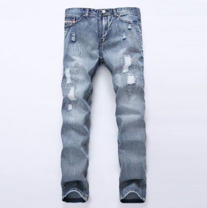 Ripped Jeans Pants | Men's Slim Fit Distressed Denim Joggers Light Blue Plus Size