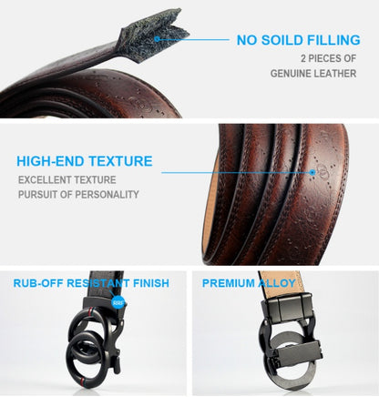 Automatic Leather Belt – Durable Two-Layer Cowhide Strap With Alloy Buckle