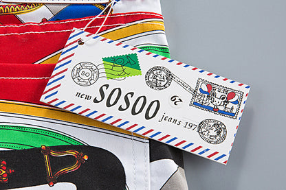 Men's Jeans - Straight Leg Cotton Denim Trousers With Zipper Fly