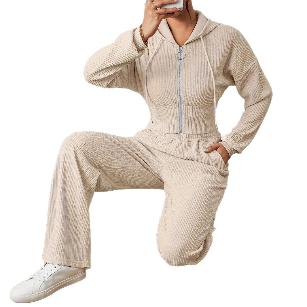 Women's Solid Color Top And Pants Set