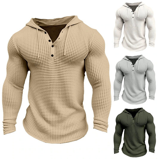 Men's Pullover Shirt - Casual Long Sleeve T-Shirt | Slim Fit Tops, Solid Color Tee