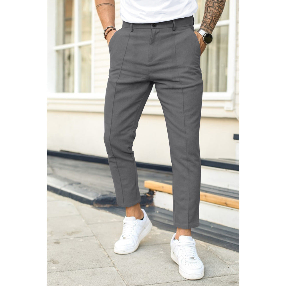 Casual Suit Pants For Men | Slim Fit Double Fold Cotton Blend Trousers