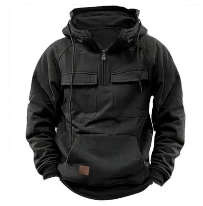 Men's Zip-Up Hoodie - Casual Sports Sweatshirt With Drawstring & Pocket Design