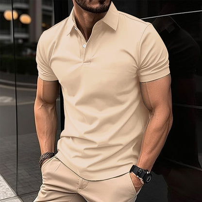 Men's Polo Shirt Summer Short Sleeve | Solid Color Button Lapel Top
