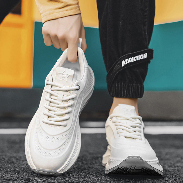 Thick-Soled Sports Shoes Men’s Breathable Sneakers Lace-Up Casual Height Increasing