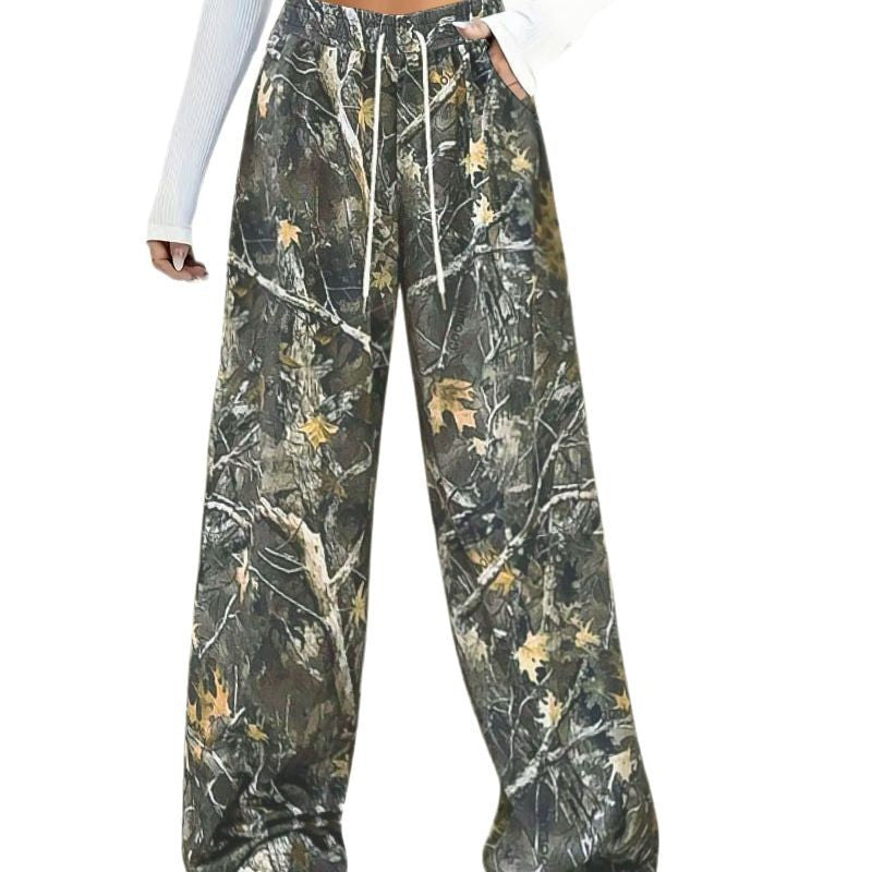 Camouflage Print Pants | Women's Casual Wide Leg Trousers With Elastic Waist