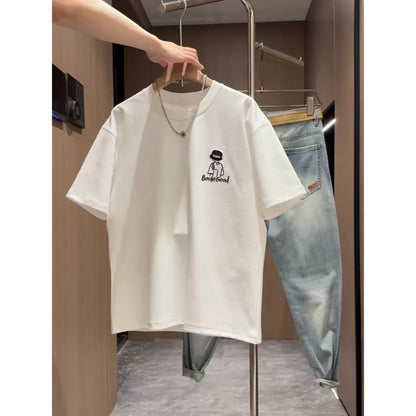 Men's Cartoon T-Shirt – Cotton Short Sleeve Loose Fit Graphic Tee for Men