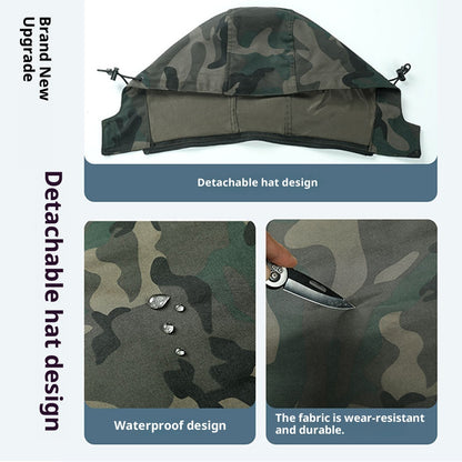 Camouflage detachable hat with waterproof, wear-resistant durable fabric features