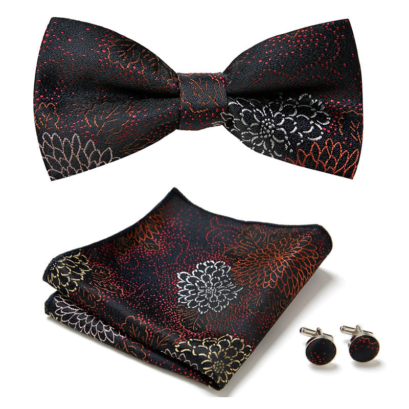 Stylish Bow Ties Set – Men's Floral Polyester Three Piece Tie Set