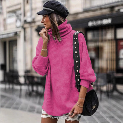 Women's Sweater Dress | Mid-Length Knitted Pullover With Splicing Design