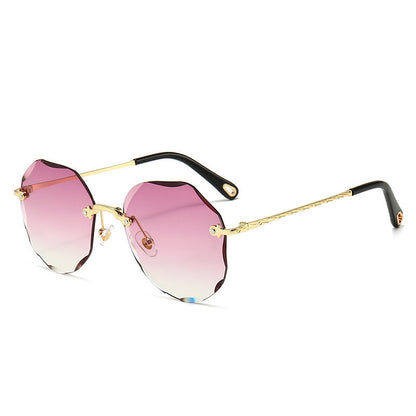 Polygonal Sunglasses Women | Lightweight Rimless Shades With UV Protection