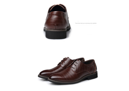Men's Leather Shoes - Dress Business Casual Shoes With Durable Rubber Sole