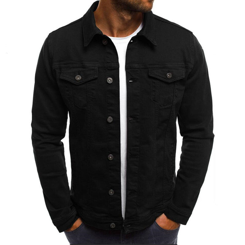 Men Denim Jacket - Casual Cotton Button-Up Shirt Lightweight Outerwear