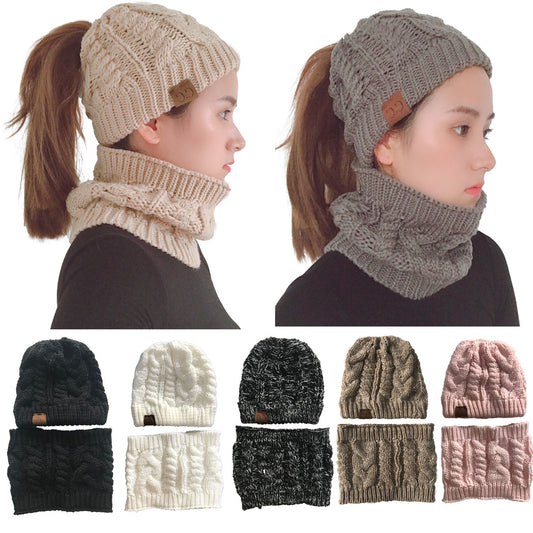 Knitted Winter Hat Set - Women's Warm Knit Caps With Windproof Balaclava Scarf