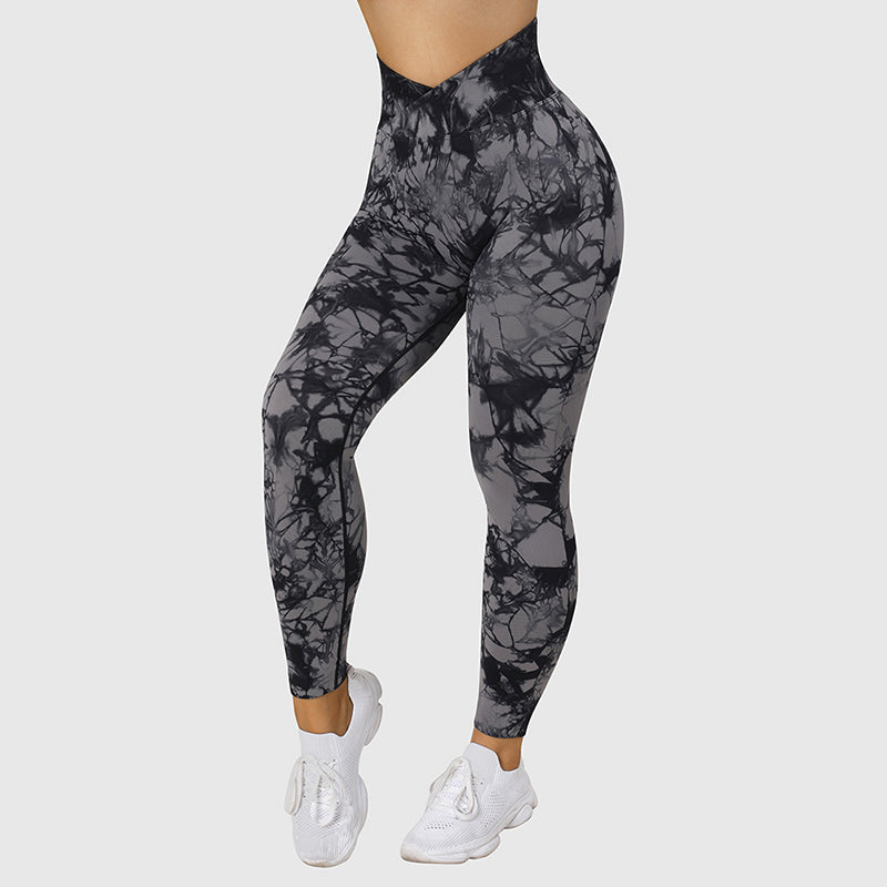 Tie Dye Leggings - Seamless Yoga Pants With Push Up Fit For Women