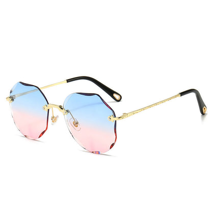 Polygonal Sunglasses Women | Lightweight Rimless Shades With UV Protection