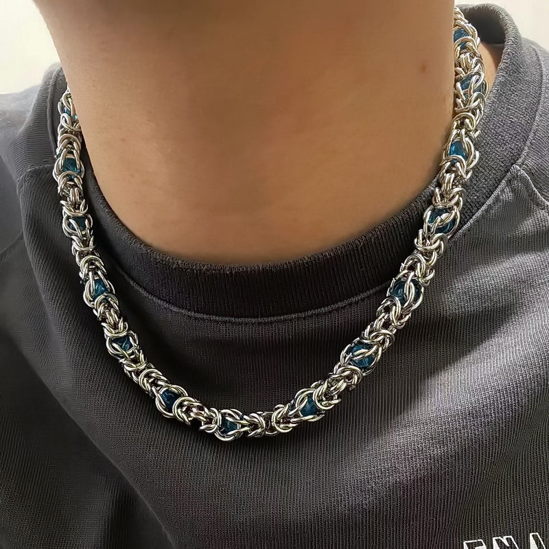 Sapphire Splice Necklace | Men's Titanium Steel Chain With Extension