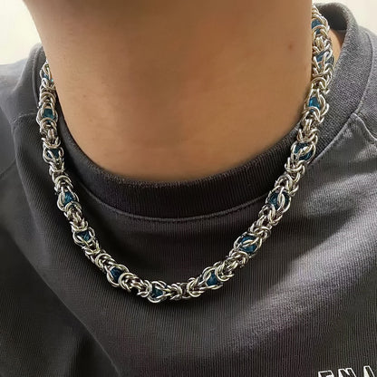 Sapphire Splice Necklace | Men's Titanium Steel Chain With Extension