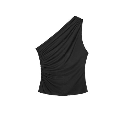 Women's Sleeveless Off-shoulder Ruffled Asymmetric Top