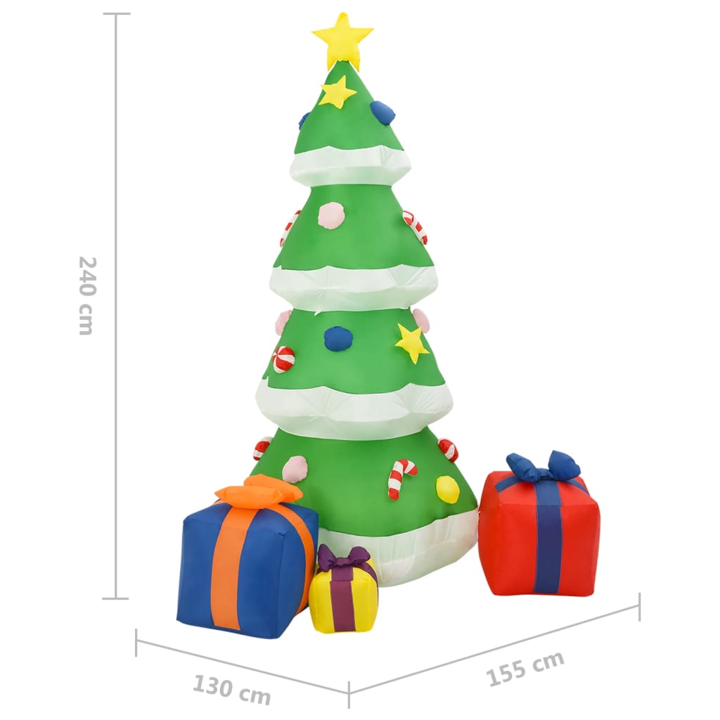 240cm inflatable Christmas tree decorated with stars, candy canes, and colorful gifts
