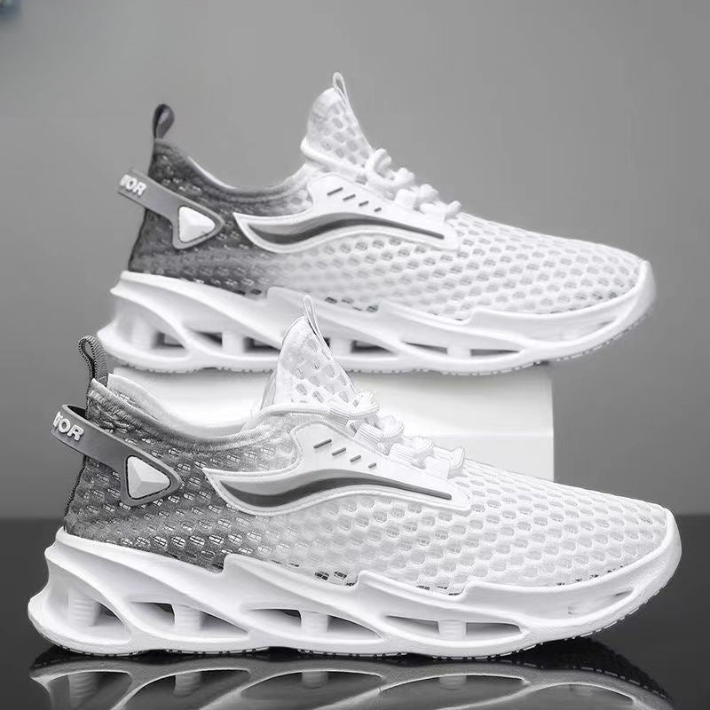 Men's Lace-Up Sneakers | Breathable Mesh Sports Shoes With Thick Sole Cushioning