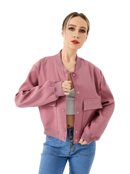 Lightweight Bomber Jacket | Cropped Casual Varsity Jacket With Pockets