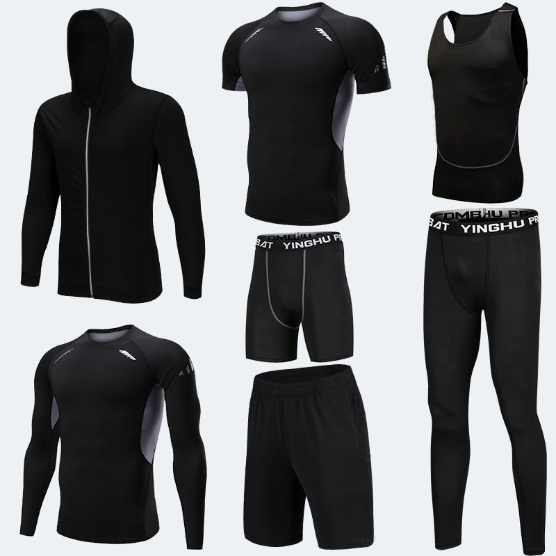 Compression Running Tights Men – 7pcs Workout Clothes Set With Muscle Support