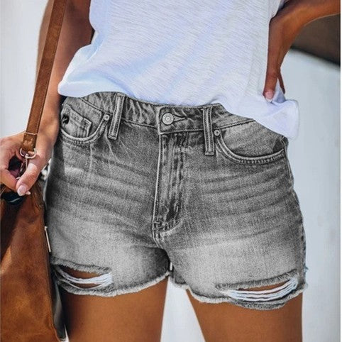 Denim Shorts Female - Summer Hole Fringe Jeans | Comfortable Commuter Style