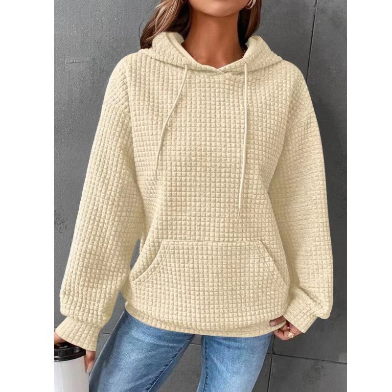 Women's Waffle Hoodie - Cozy Casual Sweatshirts | Lightweight Polyester Fiber Top