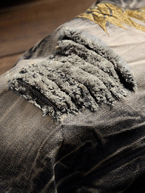 Embroidered Jeans | Men's Slim Fit Denim Pants | Comfortable Cotton Fabric