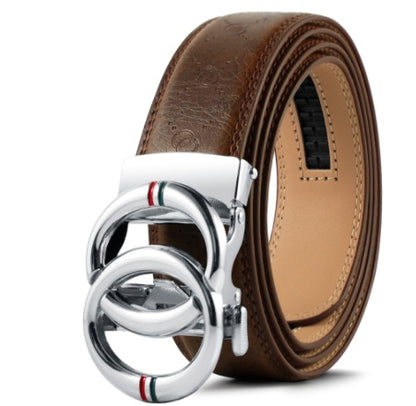 Automatic Leather Belt – Durable Two-Layer Cowhide Strap With Alloy Buckle