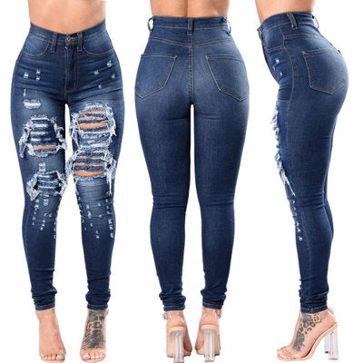 Women's Ripped Jeans - Trendy Distressed Skinny Denim Pants For Women