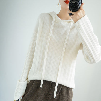 Cashmere Hooded Sweatshirt | Loose Fit Hoodie | Soft Fine Wool Knitwear