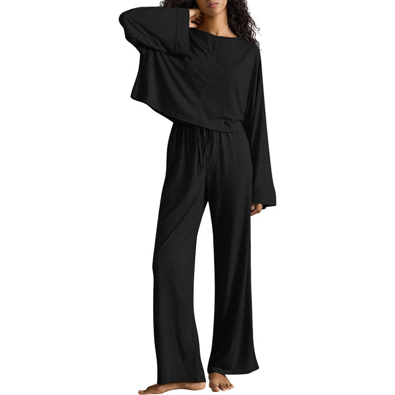 Batwing Sleeve Top Casual Homewear Suit – Comfortable Milk Silk Lounge Set