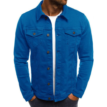 Men Denim Jacket - Casual Cotton Button-Up Shirt Lightweight Outerwear