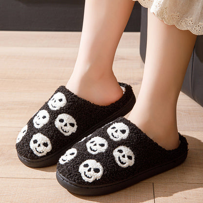 Halloween Slippers Women – Cozy Pumpkin Print Round Toe Indoor Shoes