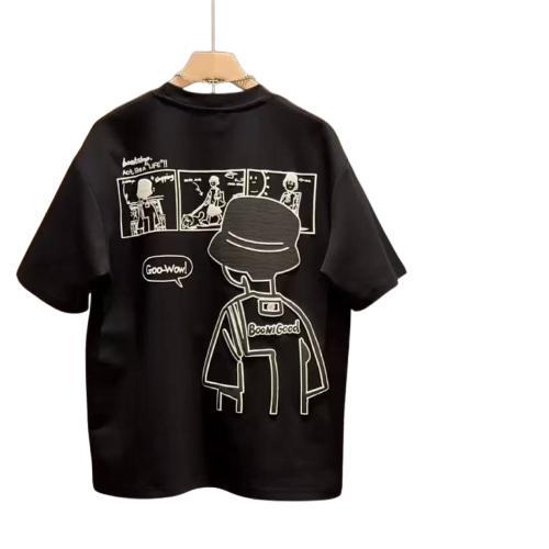 Men's Cartoon T-Shirt – Cotton Short Sleeve Loose Fit Graphic Tee for Men