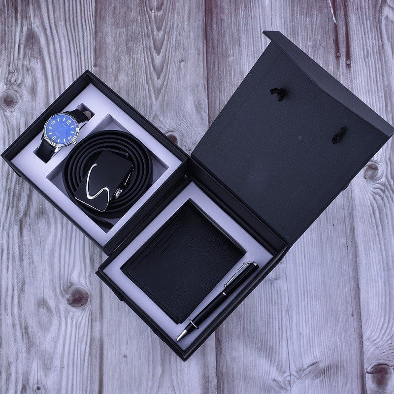 Business Gift Set – Men's Belt Wallet & Wristwatch Combo With Pen