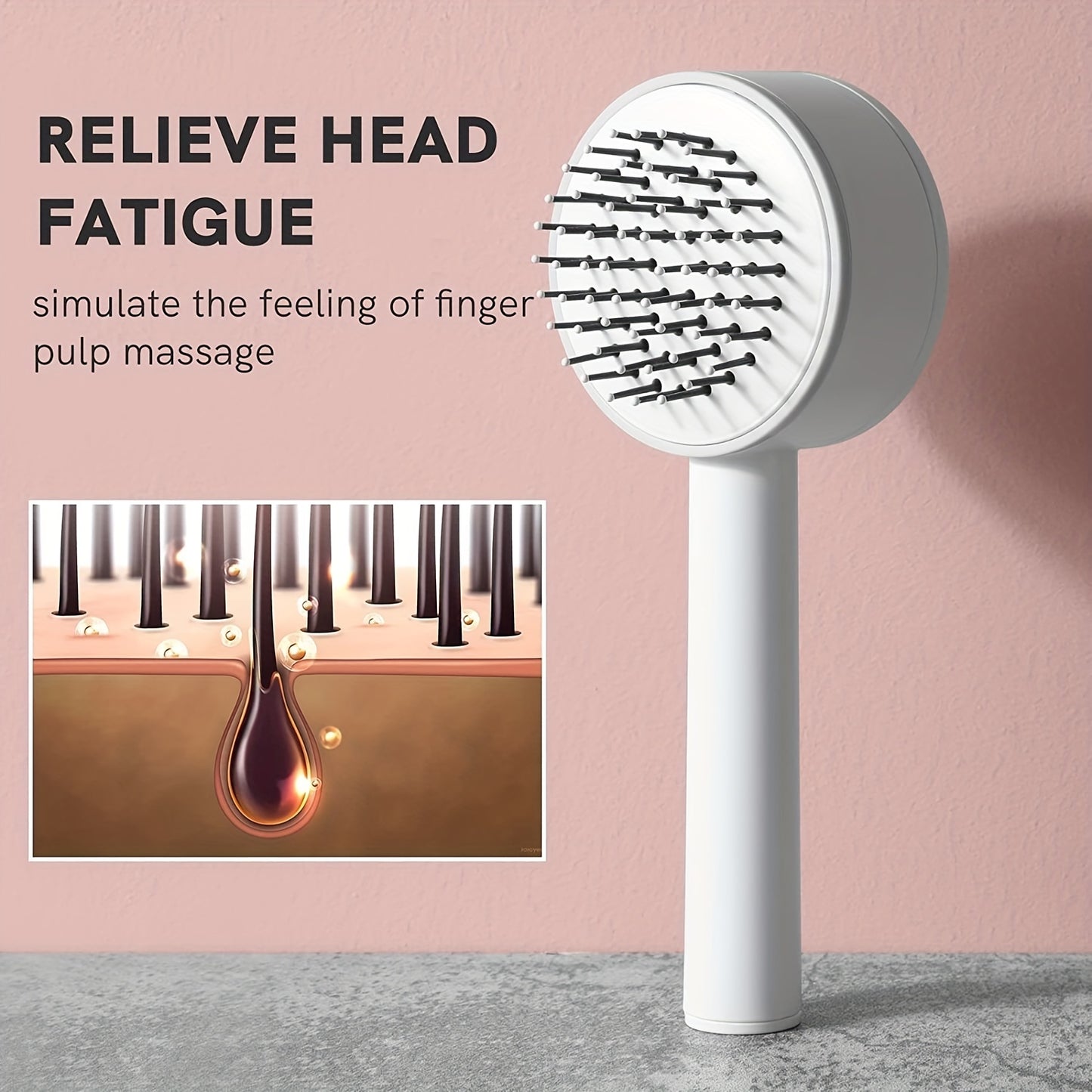 Self-Cleaning Hair Brush | Curly Hair Brush With 3D Air Cushion & Scalp Massage