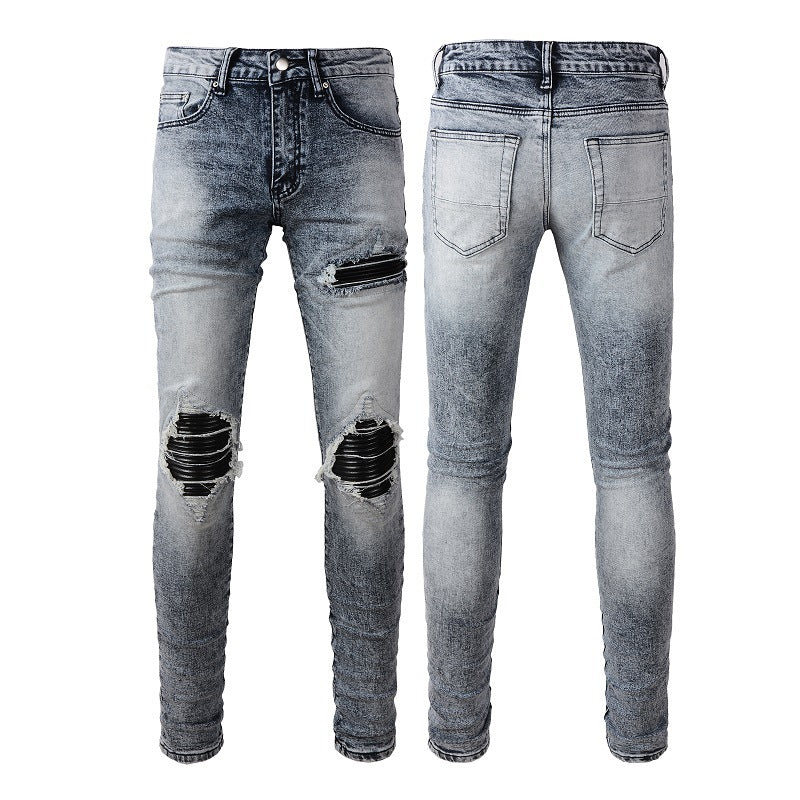 Retro Jeans Men | Trendy Slim Fit Pencil Denim Pants With Zipper Fly