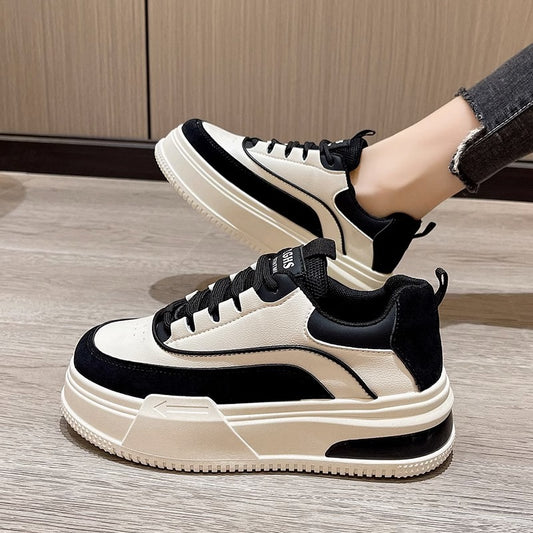White Platform Sneakers | Fashion Sneakers With Thick Bottom Shoes For Women