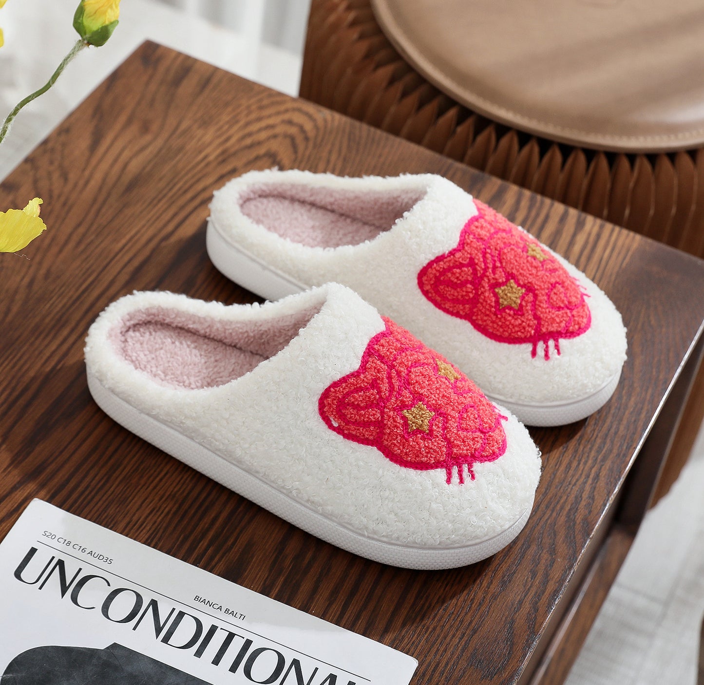 Women's Cotton Slippers – Warm Plush Winter Home Footwear With TPR Sole