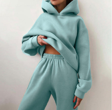 Women's Casual Tracksuit – Corduroy Two-Piece Suit With Hooded Sweater