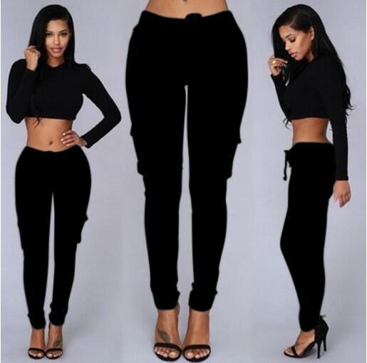 Women's Casual Pants - Multi-Pocket Cotton Trousers With Tight Fit And Middle Waist