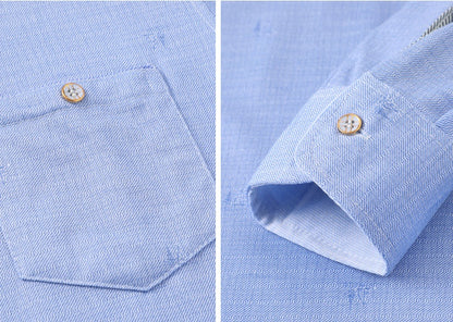 Men's Long Sleeve Shirt - Casual Polyester Pullover Top With Lapel Collar