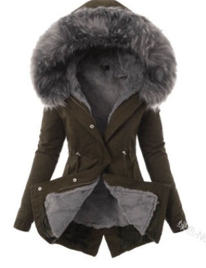 Hooded Plush Jacket – Cozy Women's Winter Jacket With Drawstring Hoodie
